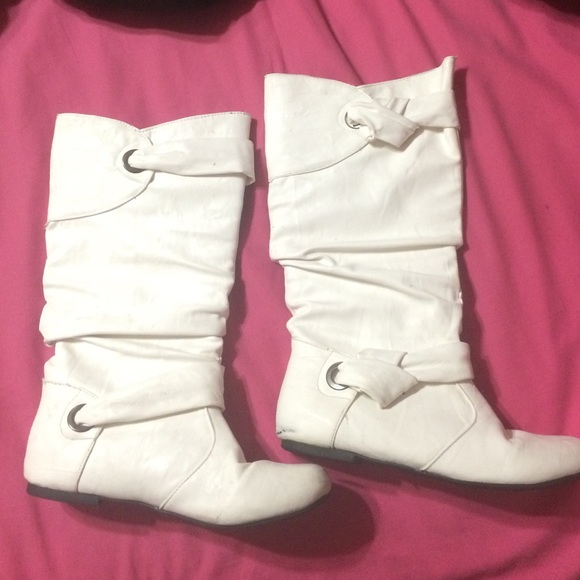 White leather like boots