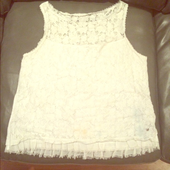 White crochet and lace a&f tank