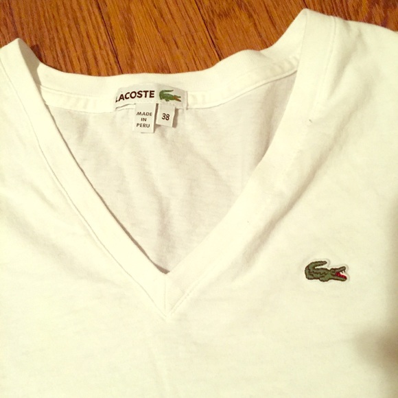 Lacoste White Basic V-Neck Tee