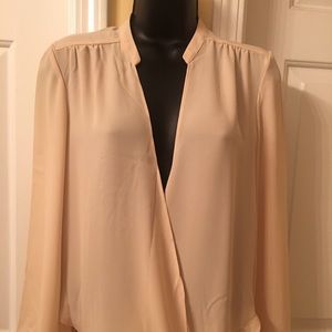 Sexy low cut blouse tan