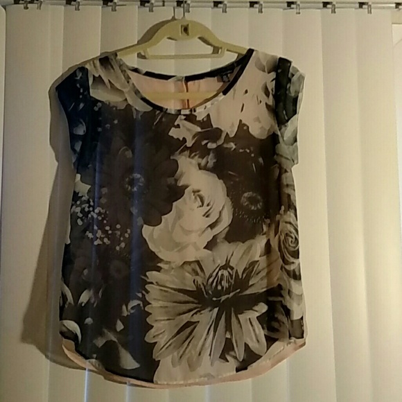 Pink and black, floral printed blouse