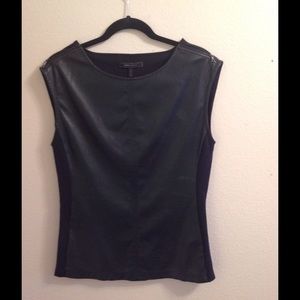 BCBG Pleather Tunic with Zipper Detail