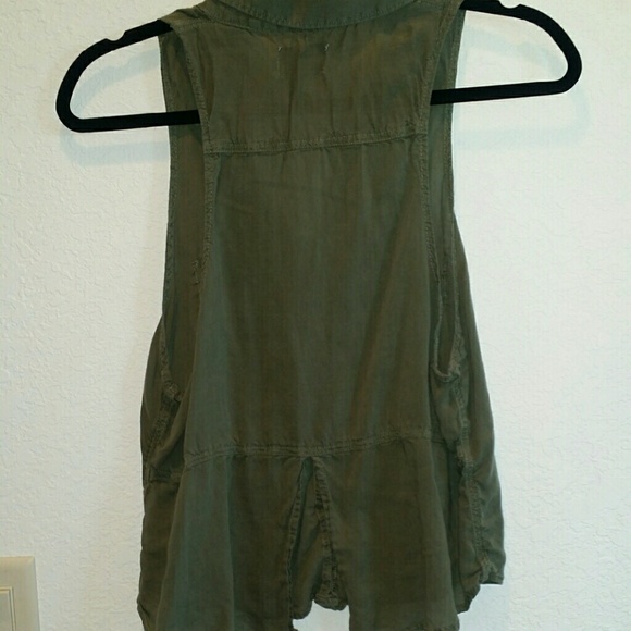 Army Green Button Up Tank/Shirt - Picture 2 of 4