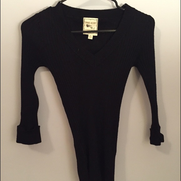S Pink Rose Black Sweater