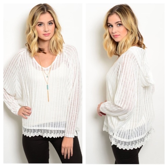Boutique Tops - ✨LAST ONE✨Sheer White Pullover Sweater