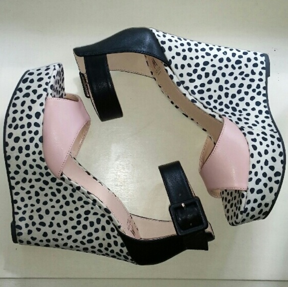 Polka-Dot Peep-Toe Wedges
