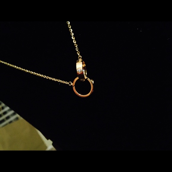 Apple charm & necklace or Double ring Necklace - Picture 2 of 3