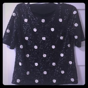 J crew sequin polka dot top