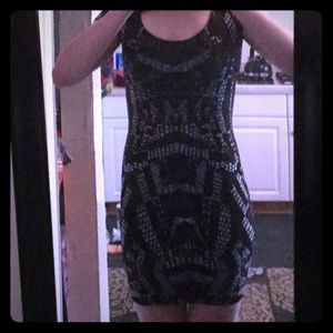 Tight patterned black and white dress