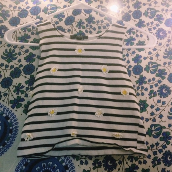 Love Culture Striped Daisy Crop Tank
