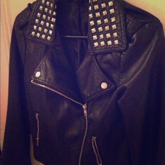 Forever 21 black leather studded jacket