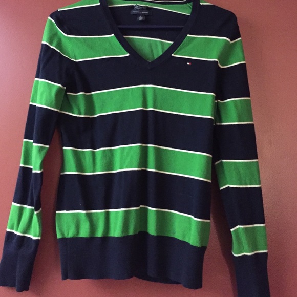 Navy blue & green striped Tommy Hilfiger sweater