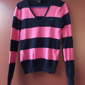 Ralph Lauren (sport) navy&spunk striped v-neck