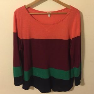 J Crew multi-striped top, size large