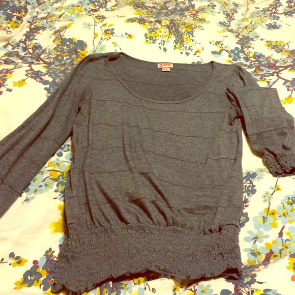 Grey long sleeve striped blouse