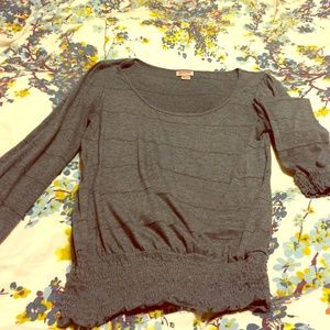 Grey long sleeve striped blouse