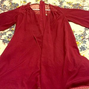 Beautiful maroon robe from Anthropologie with lace