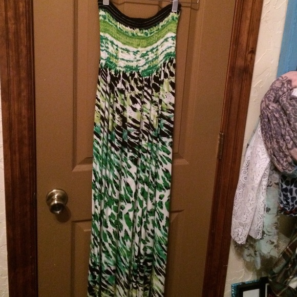 Green printed maxi dress - Picture 1 of 4