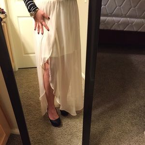 Cream high low skirt