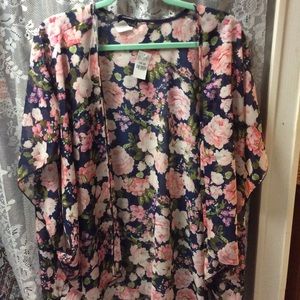 Floral print sheer cover up