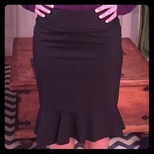 Pinstripe pencil skirt with ruffle