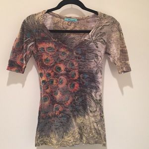 Peacock feather tee shirt