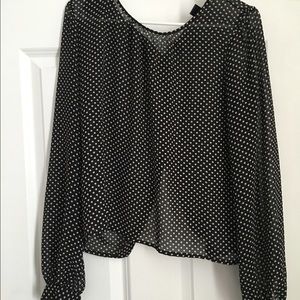 Black and white polka dot sheer blouse