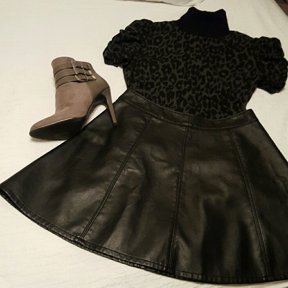 Faux leather skater skirt