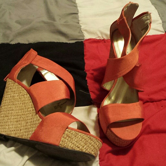 Orange Wedge Sandals