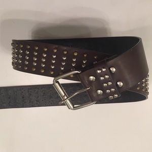 Fashion belt brown color with 350 metal studs