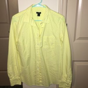 J.Crew button down yellow with purple dots shirt