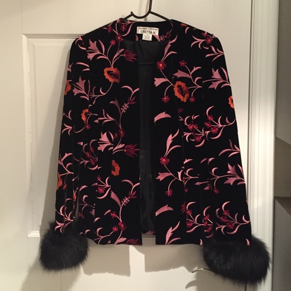Chetta B Noviello Bloom velvet and fur jacket sZ 6