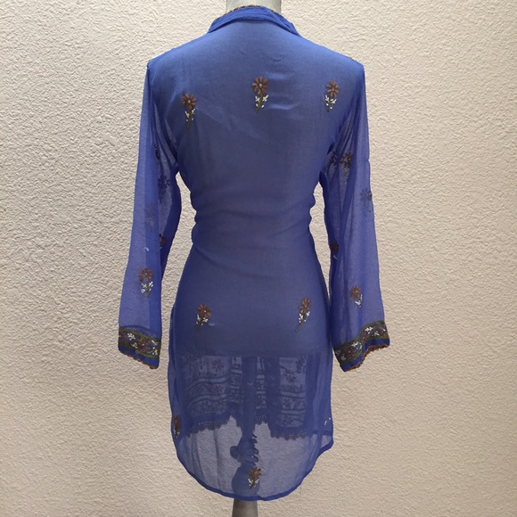 Sheer hand embroidered tunic (handmade in India) - Picture 3 of 4