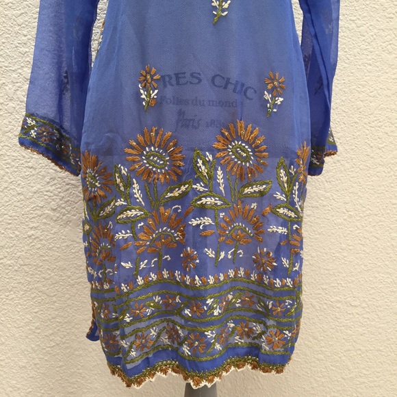 Sheer hand embroidered tunic (handmade in India) - Picture 4 of 4