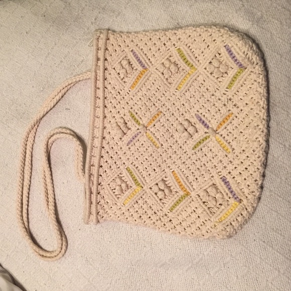 Cute Off White Knitted Handbag
