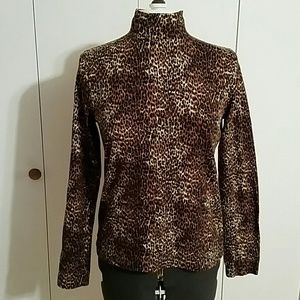 Animal print mock turtleneck