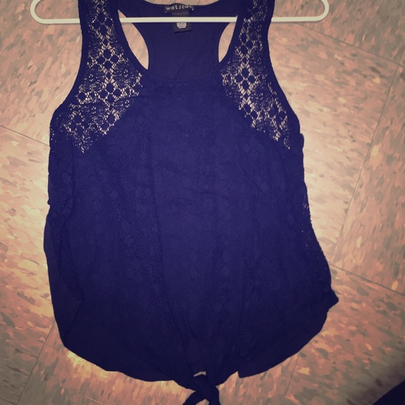 Navy Blue Tank top See thru lace