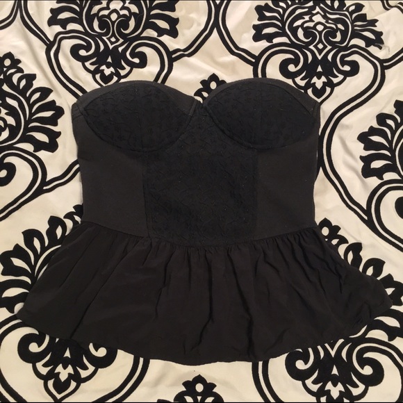 F21 strapless peplum top