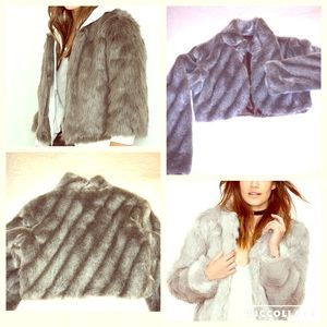 Italian cropped faux fur jacket