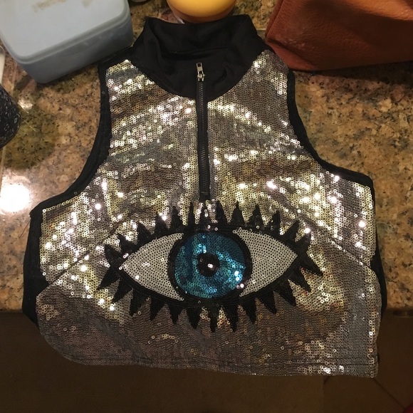 Sequined Eye crop top