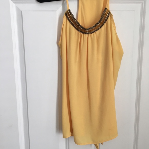 Yellow tank with unique beading