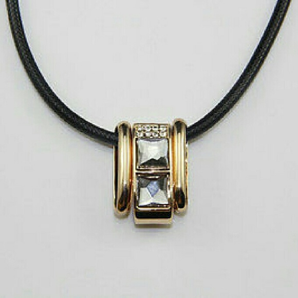 Gold Plated Pendant Necklace CZ Stones Choker