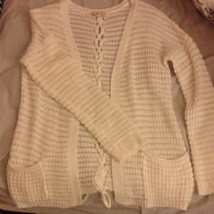 cream cardigan