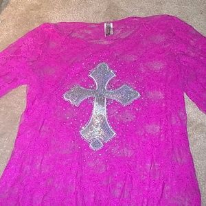 Boutique Rhinestone Lace Long Sleeve Shirt!