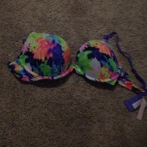 Neon floral Victoria secret pink bra