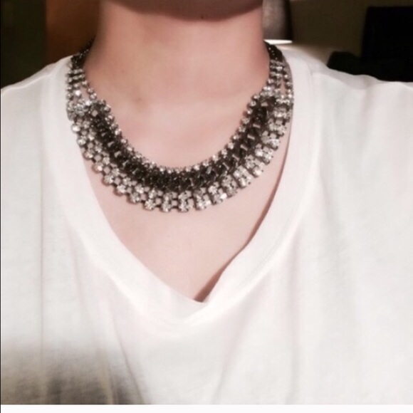 Crystal bib chain necklace