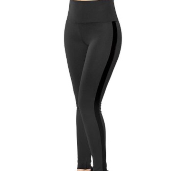 Lysse || Black Ponte Velvet Tuxedo Stripe Legging - Picture 3 of 3