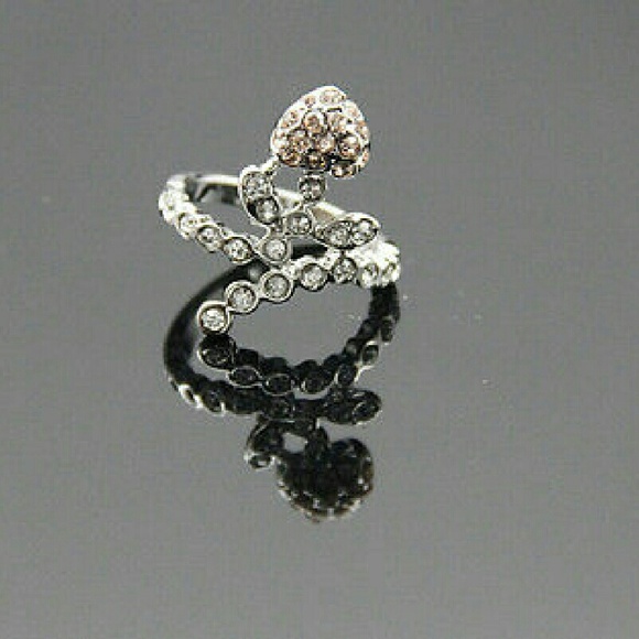 Unique real white gold plated CZ ring  size 7.5