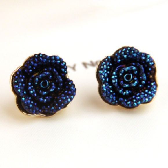 Blue Flower Stud Earrings