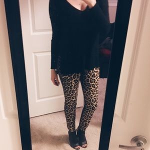 Zara leopard print ankle skinny trousers